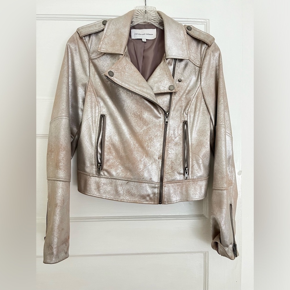 Brooklee Moto Jacket | cupcakes and cashmere | Color : Silver Toffee